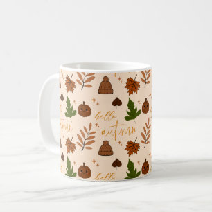Hello Autumn Cute Fall Pattern Coffee Mug