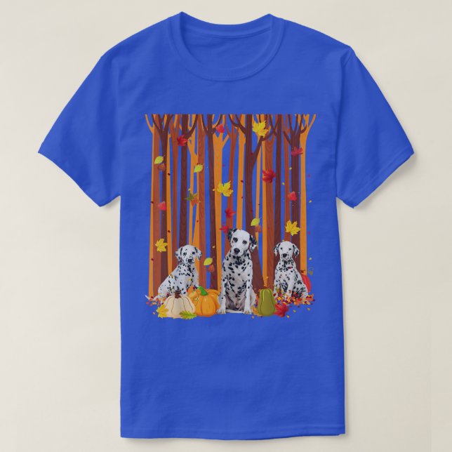 Hello Autumn Dalmatian Maple Leaf Fall Pumpkin Men T-Shirt (Design Front)