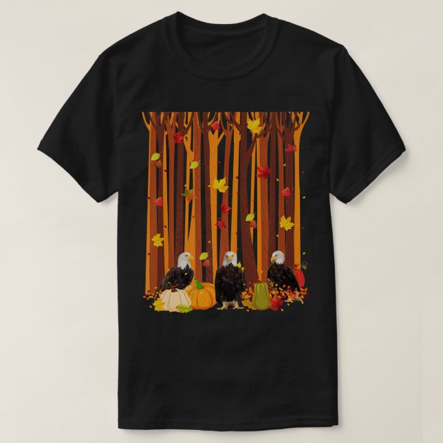 Hello Autumn Eagle Maple Leaf Fall Pumpkin Mens Wo T-Shirt (Design Front)