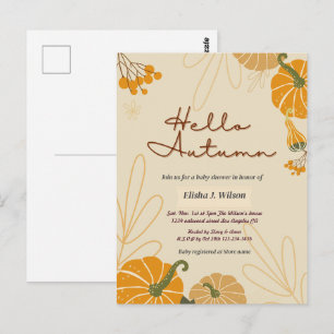Hello autumn fall babyshower birthday party invita postcard