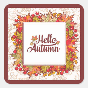 Hello Autumn Fall Floral Thanksgiving Square Sticker