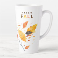 Hello Autumn Fall In Love Watercolor Latte