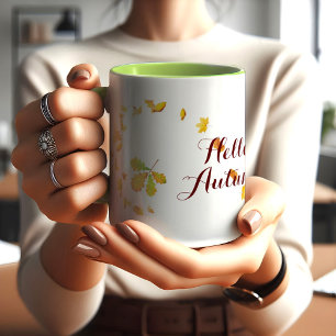  Hello autumn fall maple leaves Coffee MUG
