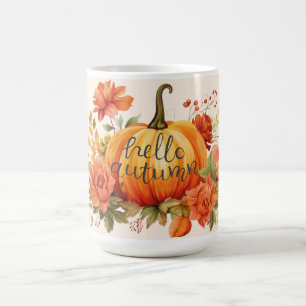 Hello autumn fall Pumpkin floral Fall Coffee Mug