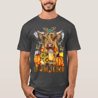 Hello Autumn Fall Tis The Season Highland Cow Pump T-Shirt