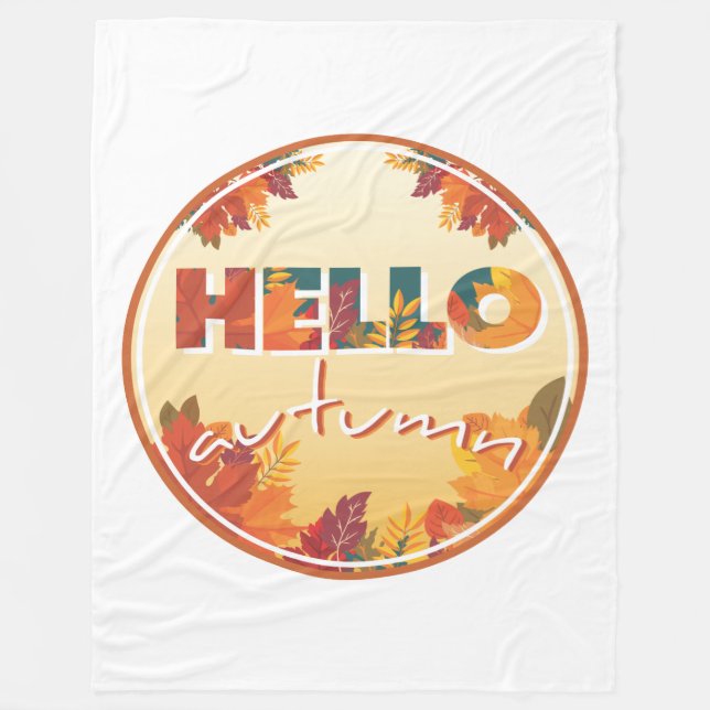 Hello Autumn Fleece Blanket (Front)