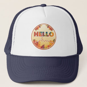 Hello Autumn, Flowers, circle, t-shirt Trucker Hat