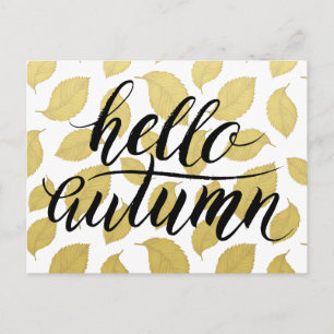 Hello autumn - Gold Autumn Leaves Postcard
