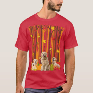 Hello Autumn Golden Retriever Maple Leaf Fall Pump T-Shirt