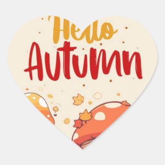 Hello Autumn  Heart Sticker
