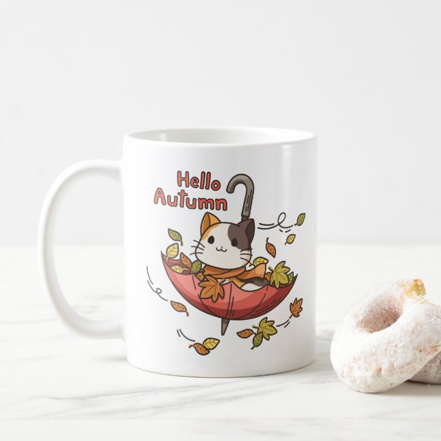 Hello Autumn Hello Fall Coffee Mug (With Donut)