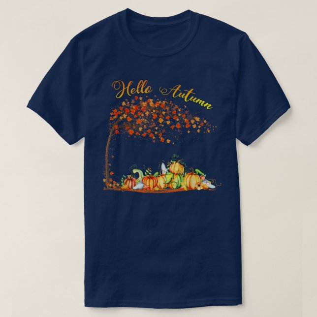 Hello Autumn Hello Fall Pumpkin Fall Lover Thanksg T-Shirt (Design Front)