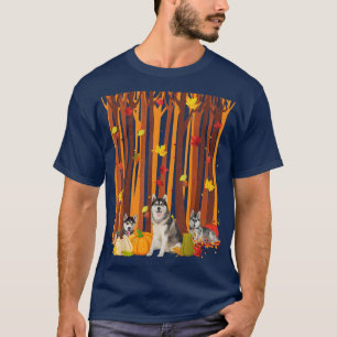 Hello Autumn Husky Maple Leaf Fall Pumpkin Mens Wo T-Shirt