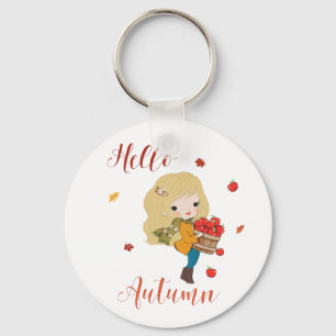Hello Autumn keychain Fall theme keychain