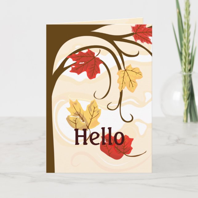 Hello Autumn Leaves Greeting Card (Front)