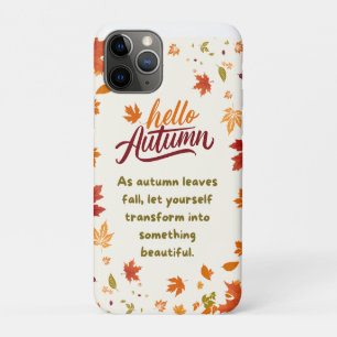 Hello Autumn Leaves Quote Fall Phone Case