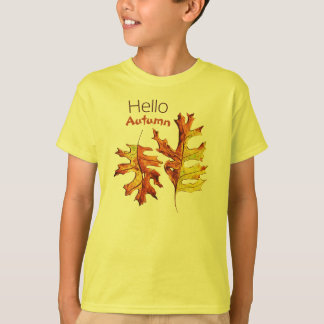 Hello Autumn Leaves Watercolor Nature Lover T-Shirt