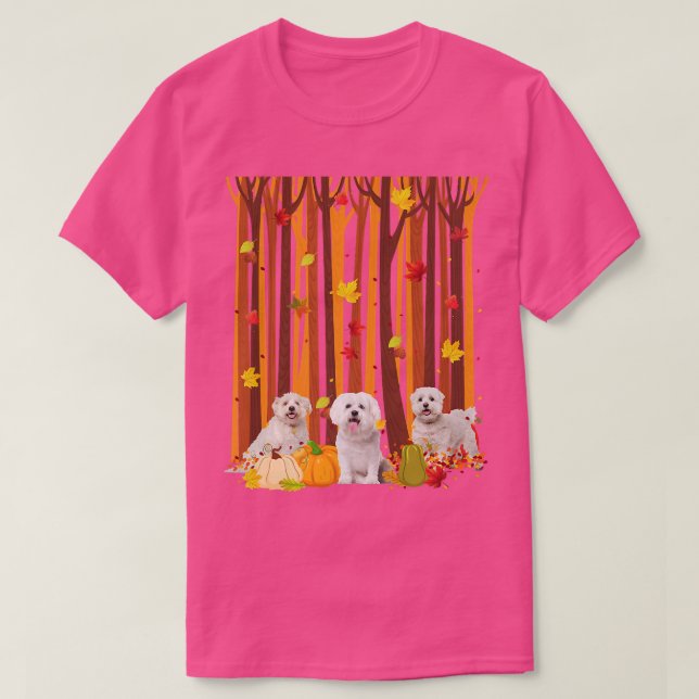 Hello Autumn Maltese Maple Leaf Fall Pumpkin Mens  T-Shirt (Design Front)