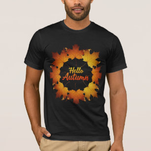 Hello Autumn Maple Leaf Wreath T-Shirt