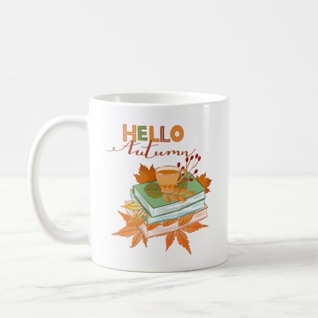 Hello Autumn Mug Cosy Fall Coffee Tea Cup (Left)