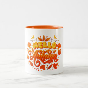 Hello Autumn Mug Cozy Two-Tone Coffee Cup