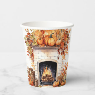 Hello Autumn Paper Coffee Fall mug, Vintage fall Paper Cups