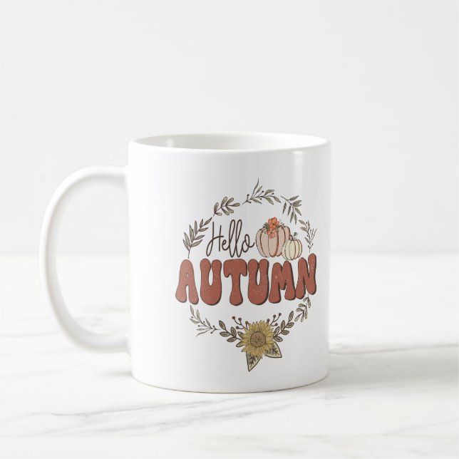 Hello Autumn Personalised Coffee Mug (Left)