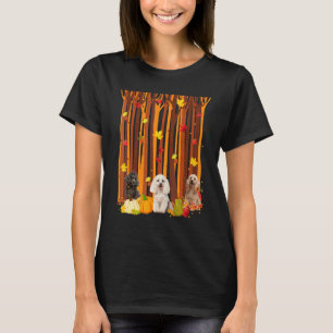 Hello Autumn Poodle Maple Leaf Fall Pumpkin Mens W T-Shirt