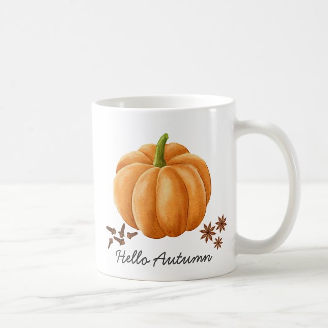 Hello Autumn Pumpkin Spice Cosy Fall Coffee Mug (Right)