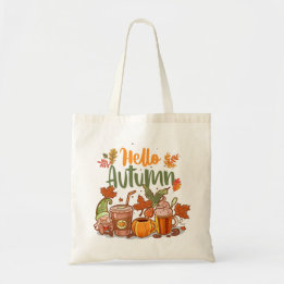  Hello Autumn Pumpkin Spice Fall Tote Bag