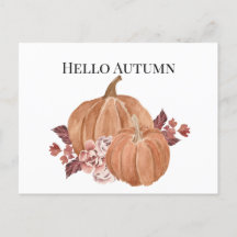 Hello Autumn Pumpkin Watercolor