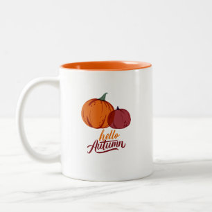 Hello Autumn Pumpkins Two-Tone Coffee Mug