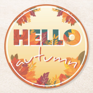 Hello Autumn Round Paper Coaster