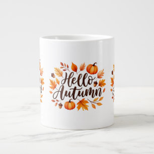 Hello Autumn Script Large Coffee Mug