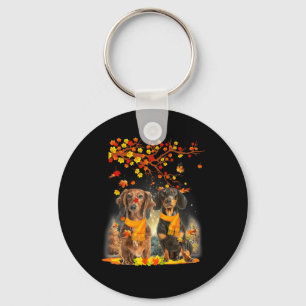 Hello Autumn Season Happy Thanksgiving Dachshund F Key Ring