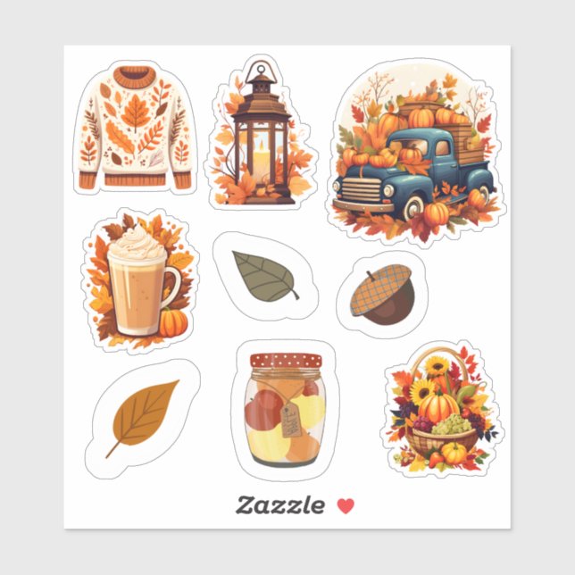 Hello Autumn sheet of 9 stickers (Sheet)