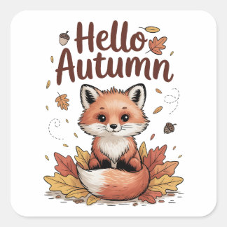 Hello Autumn Square Sticker