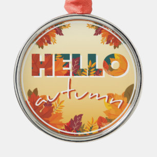 Hello Autumn, sticker, phone case, pillow Metal Tree Decoration