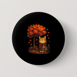 Hello Autumn Thanksgiving Fall Cat Men Women Kids 6 Cm Round Badge
