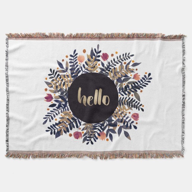Hello autumn throw blanket (Front)