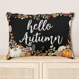 Hello Autumn Watercolor Harvest Pumpkin Botanical Decorative Cushion