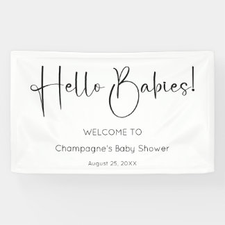 Hello Babies Modern Script Baby Shower Banner