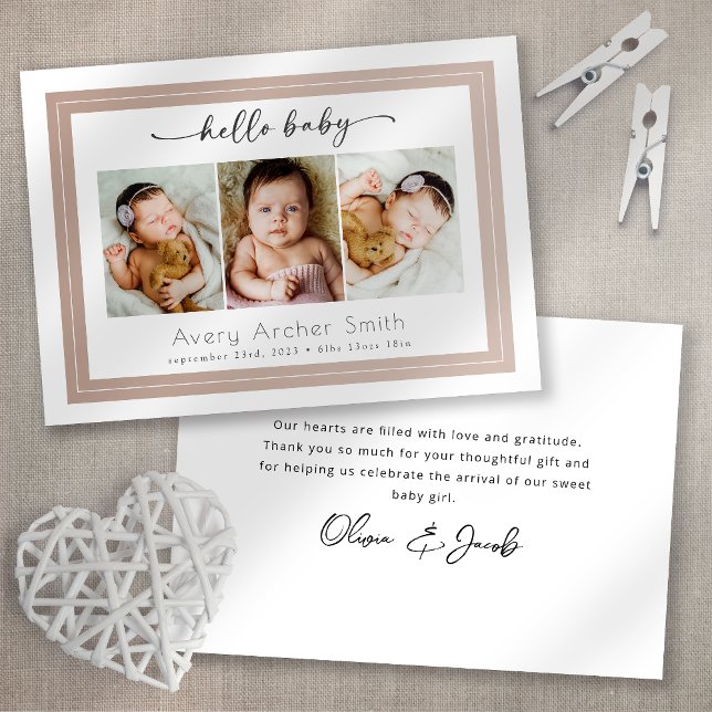 Hello Baby 3 Photo Script Birth Announcement (Creator Uploaded)