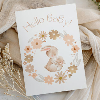 Hello Baby! Baby Bunny Cute Baby Shower Party Invitation