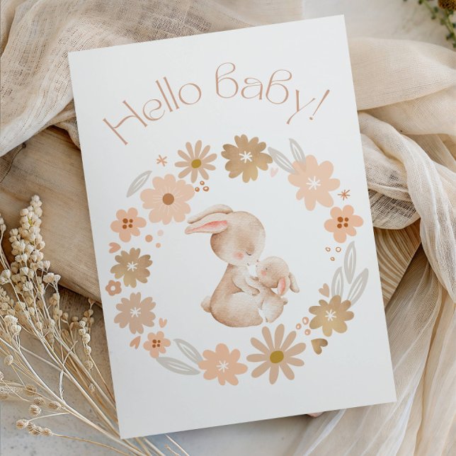 Hello Baby! Baby Bunny Cute Baby Shower Party Invitation (Creator Uploaded)