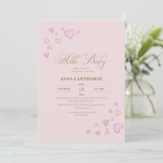 Hello Baby  Baby Shower Invitation (Standing Front)