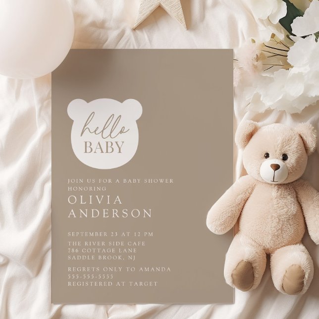 Hello Baby Bear Baby Shower Invitation (Creator Uploaded)