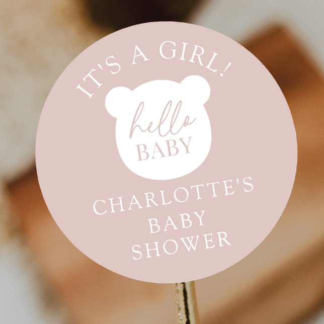 Hello Baby Bear It's a Boy Classic Round Sticker (Creator Uploaded)