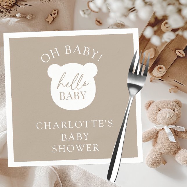 Hello Baby Bear It's a Boy Napkin (Creator Uploaded)