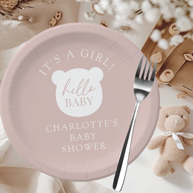 Hello Baby Bear It's a Boy Paper Plate (Creator Uploaded)